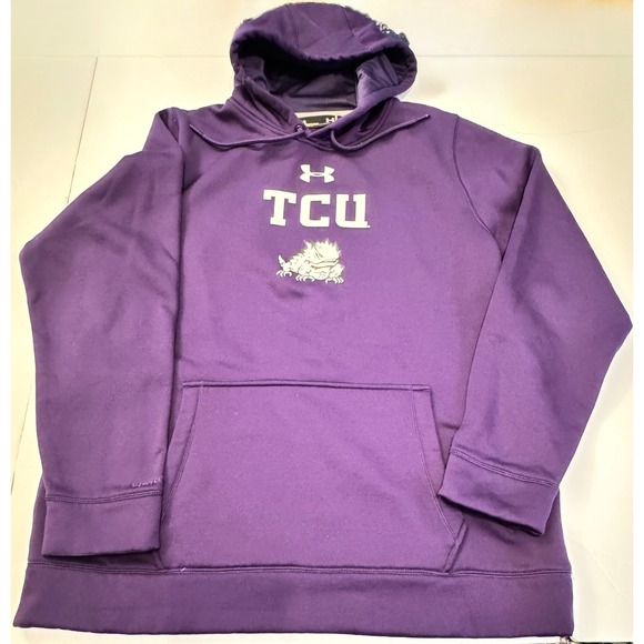 Under Armour TCU Horned Frogs Purple Hoodie Sweatshirt‎ Mens Large - Picture 1 of 6